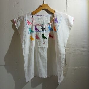 Colorful Embroidered White Top ( Bag C )
